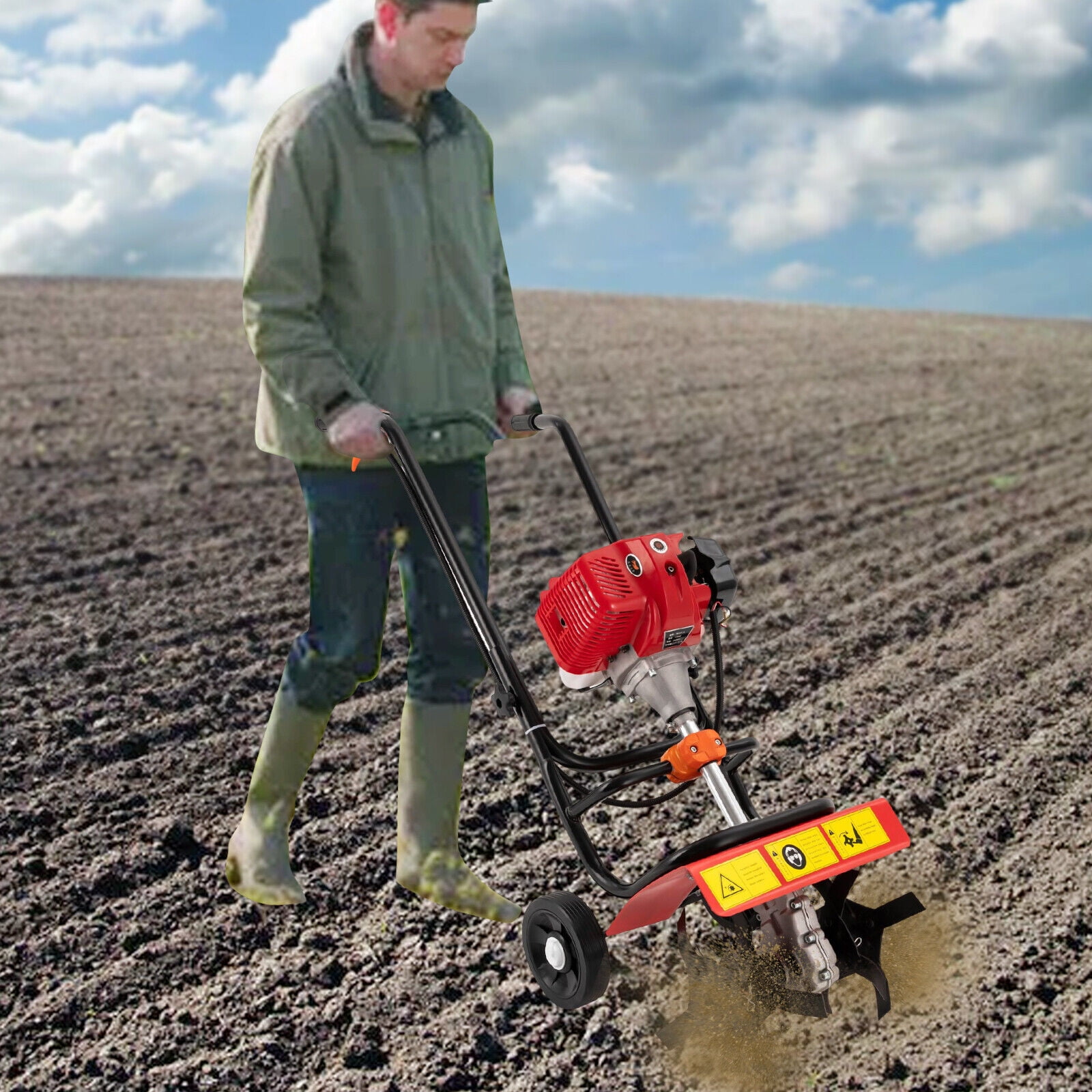 52CC 2 Stroke Gas Powered Tiller Cultivator Plant Garden Farm Tilling