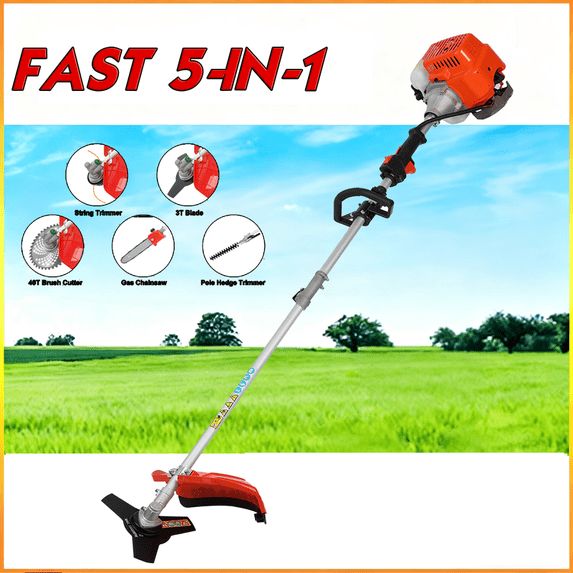 52CC 2-Stroke Gas Weed Eater, 5 in 1 Gas String Trimmer Upgraded, High Power Weed Wacker Gas Powered, Outdoor Brush Cutter Hedge Trimmer, Multi Functional Trimming Tools for Lawn, Yard, Garden