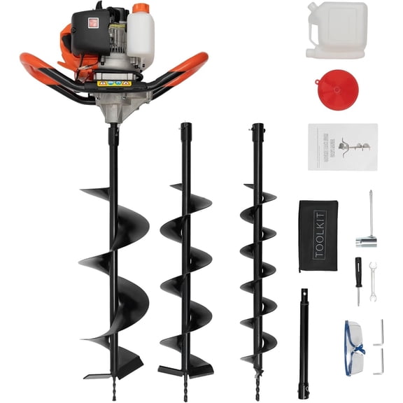 52CC 2-Stroke  Hole Digger, Ground Drilling Machine Kit with 4"/6/"8" Auger Drill Bits, Fence Earth Auger Digging Machine, Gas   Hole Digger Set Farm Garden Excavator