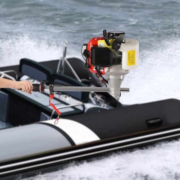 52CC 2 Stroke Outboard Motor Boat Engine, 2.3HP Fishing Boat Engine Pull Starter w/Air Cooling System for Inflatable Boat, Fishing Boats,Yachts,19.68Inch Shaft Length