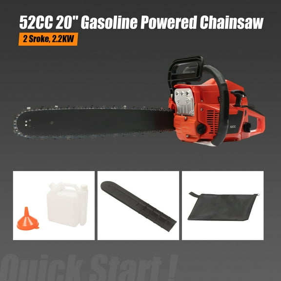 52CC 20" Gasoline Chainsaw Powered Wood Cutting Gas Crankcase Chain Saw Engine