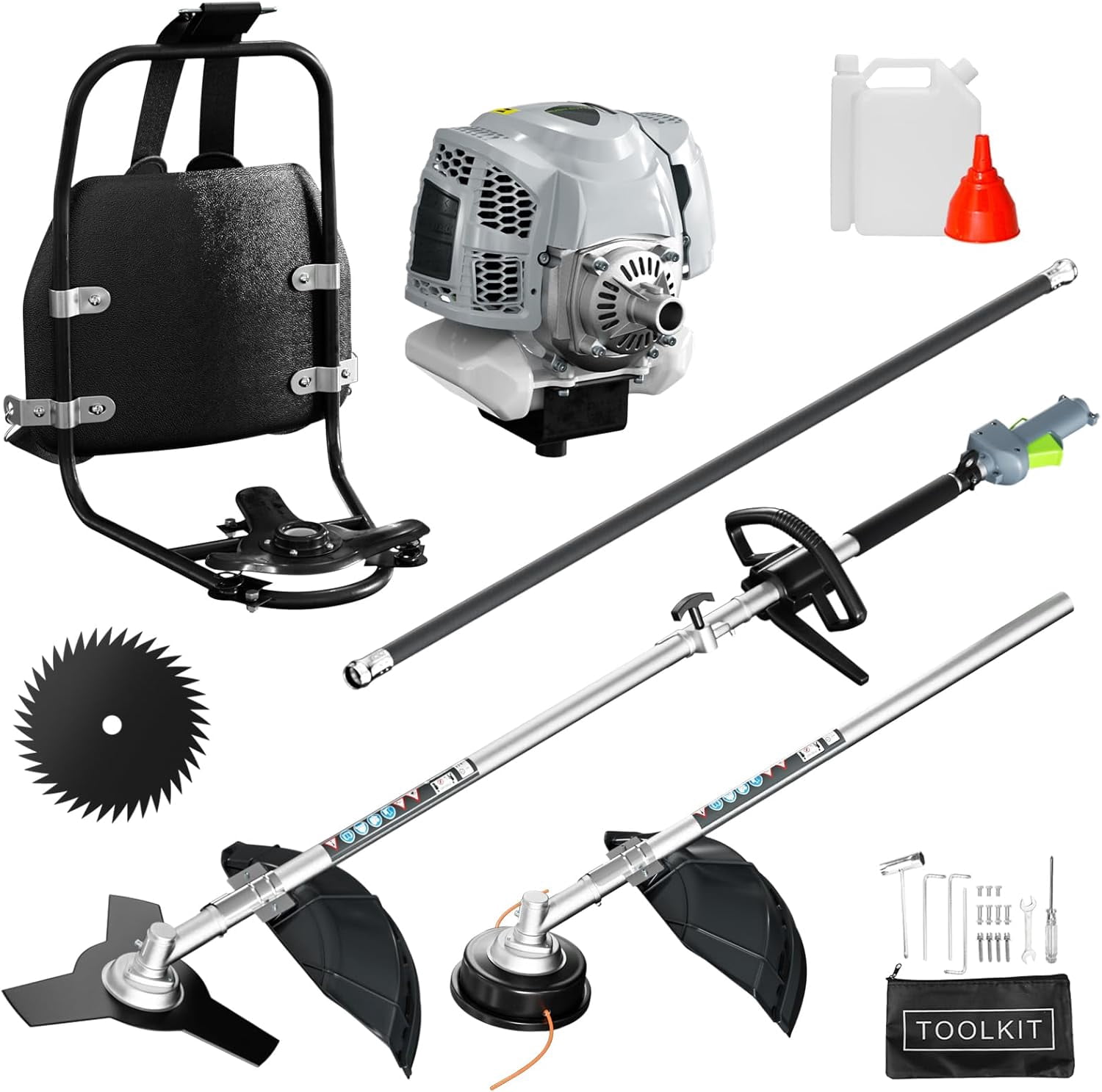 52CC 3-in-1 2-Stroke Gas Powered Weed Wacker, Backpack Weed Eater String Trimmer, Brush Cutter 3/40-Tooth Blade