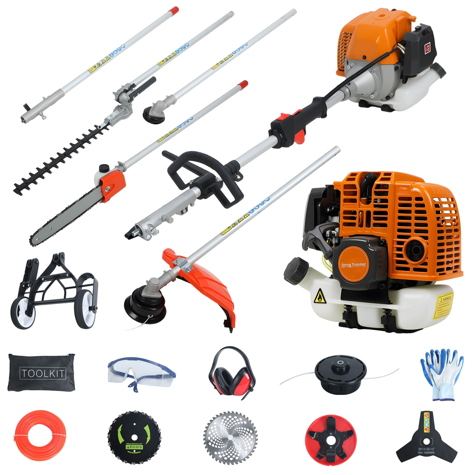 52CC 8-in-1 Gas Weed Eater, 2-Stroke Multi-Function Trimming Tool with ...