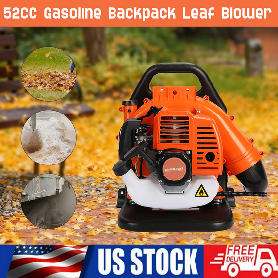 52CC Backpack Gas Leaf Blower, 2-Cycle Gas Powered Backpack Blower with Fuel Tank, 550CFM Air Volume 200MPH Speed, Ideal for Lawn Care