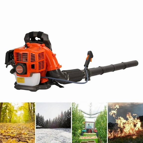 52CC Backpack Gas Powered Leaf Blower 550 CFM 1.7 HP 2 Stroke Grass Lawn Blower Air Cooling, Low Vibration and Ergonomic Design for Outdoor Gard Yard Cleaning and Snow Removal