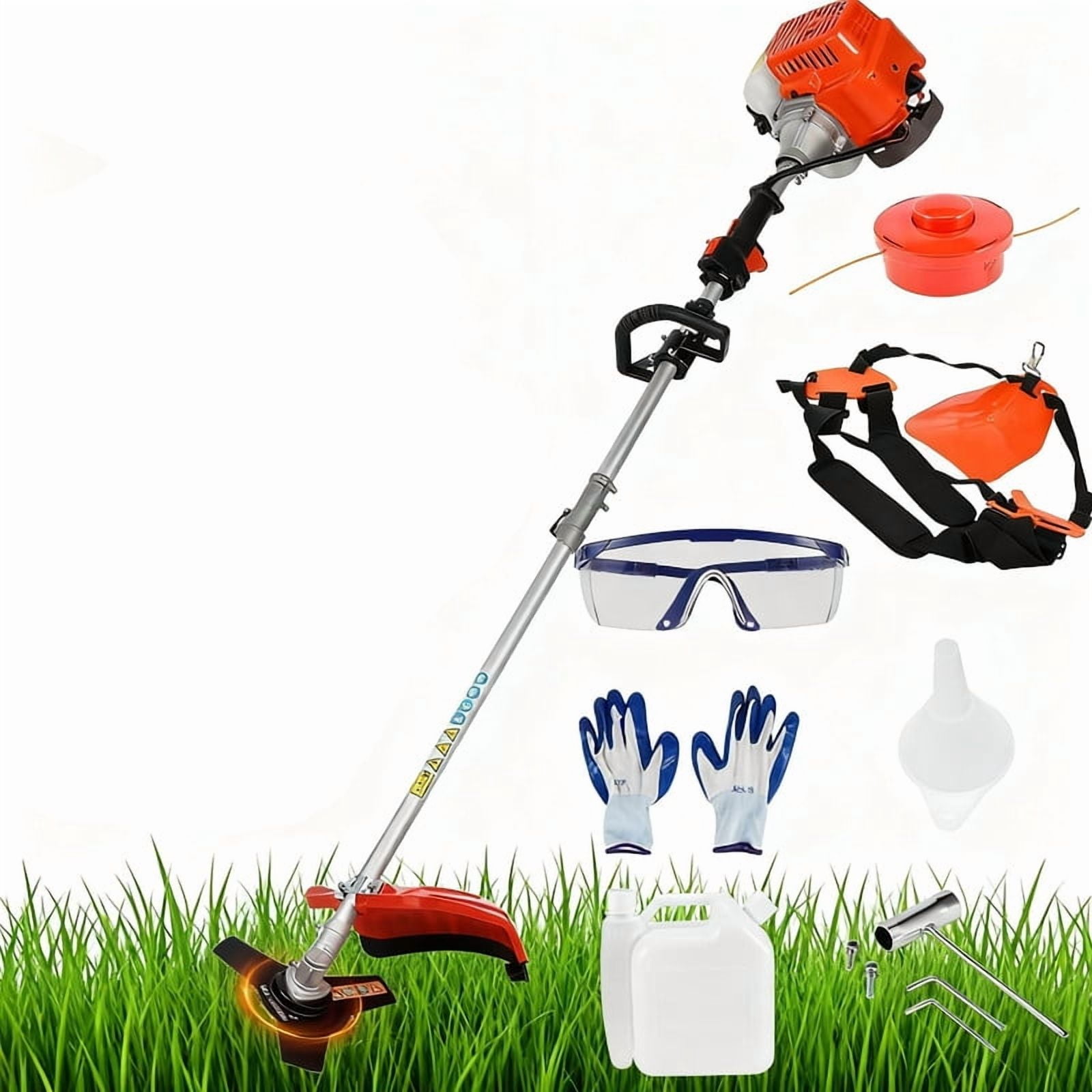 Gas Weed Eater, 52CC 2-Stroke Weed Wacker Gas Powe, 2 in 1 Multi-Functional String/Grass Trimmer, Brush Cutter for Gardening