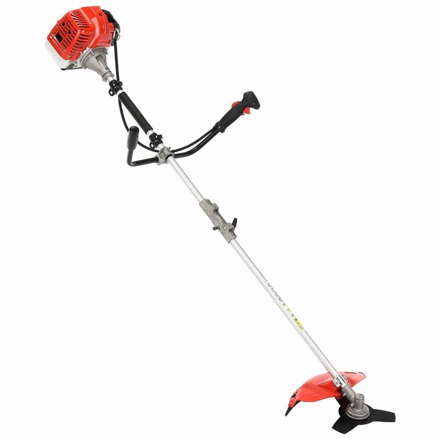 52CC Gas Powered 2 in 1 Lawn Mower, String Trimmer Head and 3-Teeth Blade Dual Configuration, 2.2KW/8500rpm Powerful Power Quick Start, Side Mount Type, Integrated Strap and U-Handle Stable Reliable
