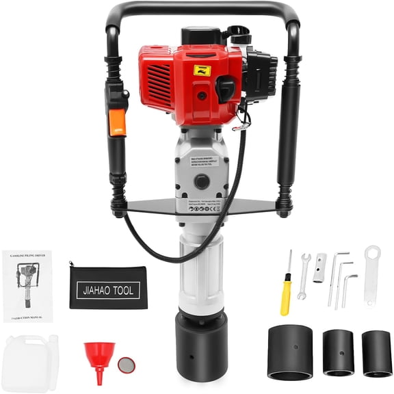 52CC Gas Powered Demolition Jack Hammer 2 Stroke Gas Powered Heavy Duty Concrete Breaker with Sharp Chisel/Flat Chisel for Concrete Floor Stone Breaker Punch Drill Chiseling Machine