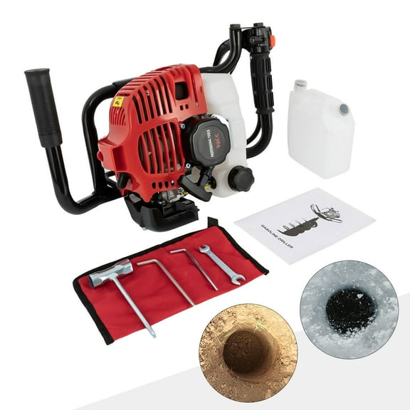 52CC Gas Powered Earth Auger Post Hole Digger Auger 2Stroke 2Hp 43*30*37cm Used in Garden Construction, Courtyard Beautification, Landscaping