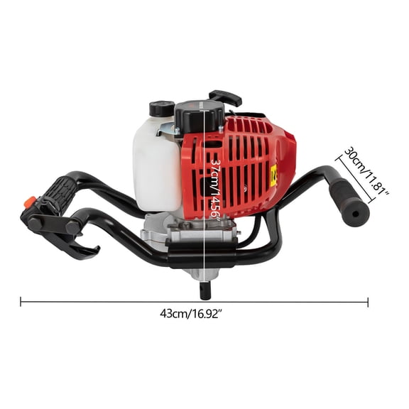 52CC Gas Powered Earth Auger Post Hole Digger Auger 2Stroke 2Hp 43*30*37cm Used in Garden Construction, Landscaping, Courtyard Beautification