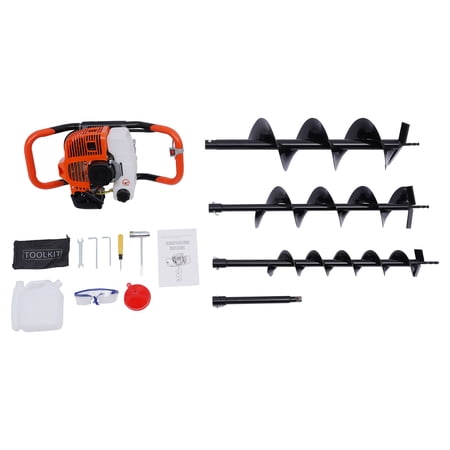 52CC Gas Powered Earth Auger Post Hole Digger Borer Ground Fence Drill w/3 Bits