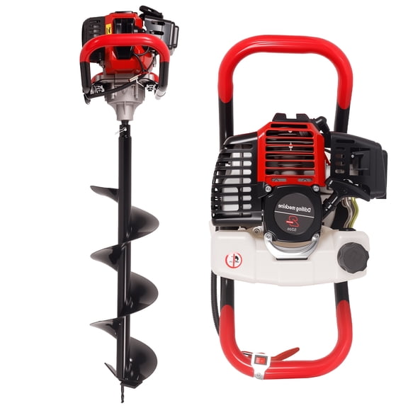52Cc Gas Powered Post Hole Digger with 8 Drill Bits & Extension Rod, 1450W 2-Cycle Engine for Heavy-Duty Landscaping, Fencing, And Gardening