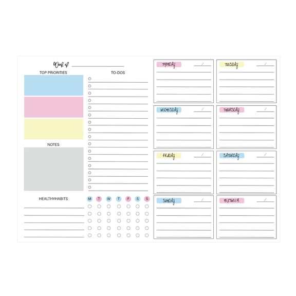 52Color Weekly Tearable Planners Pad For Efficient Time Management Goal Tracking On Paper Schedule Note pad For Student