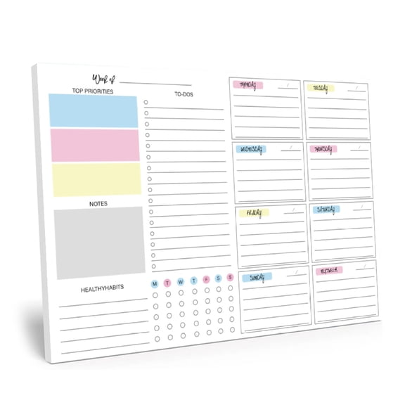 52Color Weekly Tearable Planners Pad For Efficient Time Management Goal Tracking On Paper Schedule Note pad For