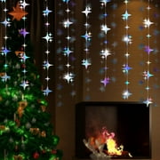 52FT Iridescent Star Garland, Hanging Twinkle Little Star Streamer Bunting Banner, Birthday Ramadan EID Mubarak Baby Shower Wedding Party Decoration