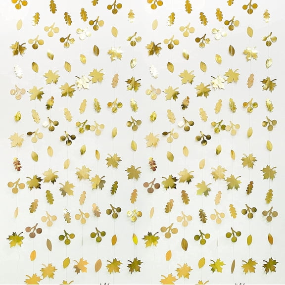 52Ft Fall Party Decorations Gold Fall Maple Leaf Paper Garlands Streamer Autumn Leaves Paper Banners for Birthday Wedding Bridal Baby Shower Engagement Bachelorette Thanksgiving Harvest Party Supplie