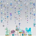 thumbnail image 1 of 52Ft Iridescent Mermaid Garland, Jellyfish Seashell Starfish Pearl Holographic Paper Streamer, Mermaid Rainbow Theme Birthday Baby Shower Party Decorations, 1 of 5