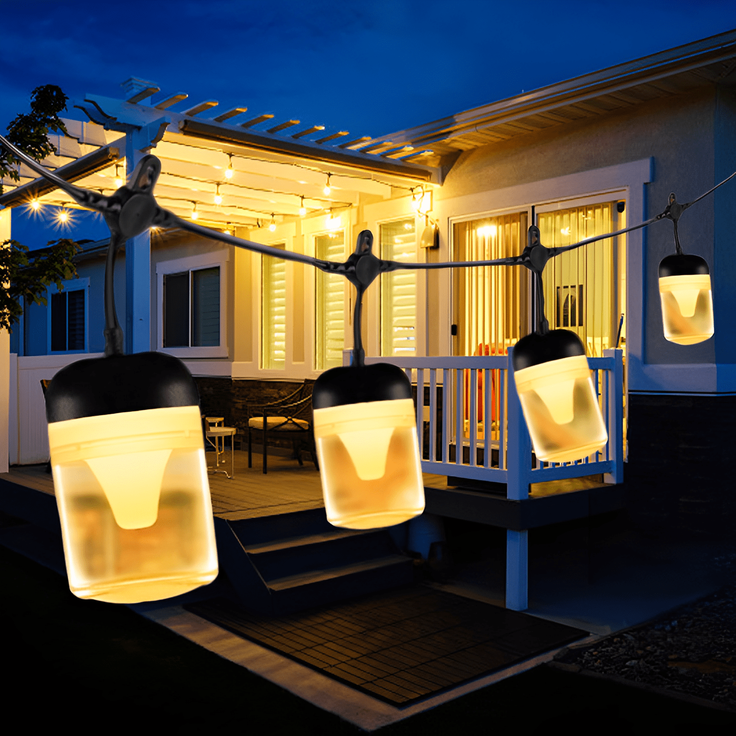 52Ft Patio Lights,16 LED Dimmable Outdoor Light Outdoor Waterproof