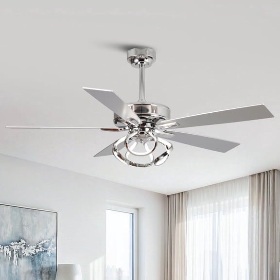Parrot Uncle 52" Modern 3CCT LED Chandelier Ceiling Fan with Lights and Remote Control, Dimmable, Double-sided Blades, 6 Speeds DC Motor