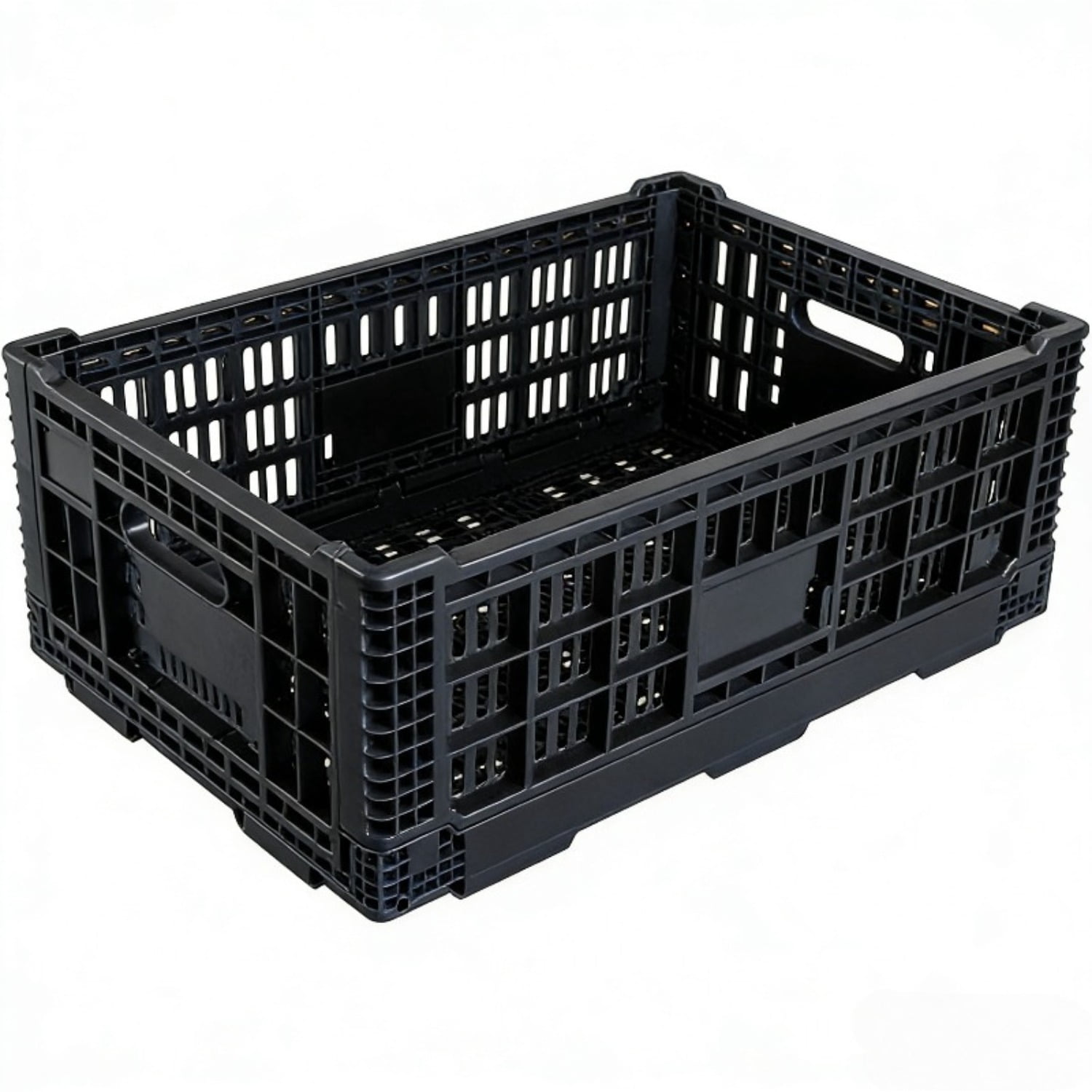 52L Collapsible Plastic Storage Crate, Heavy Duty Foldable Stackable ...