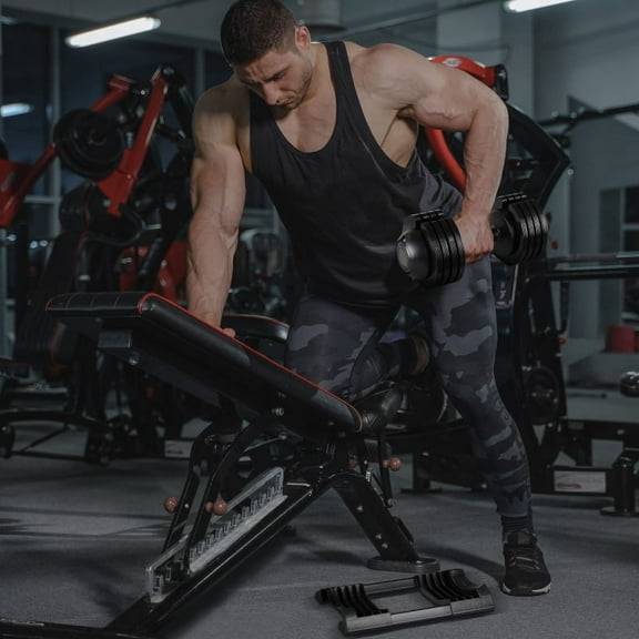 52LBS Adjustable Dumbbell: Steel and Plastic with Rubber Coating