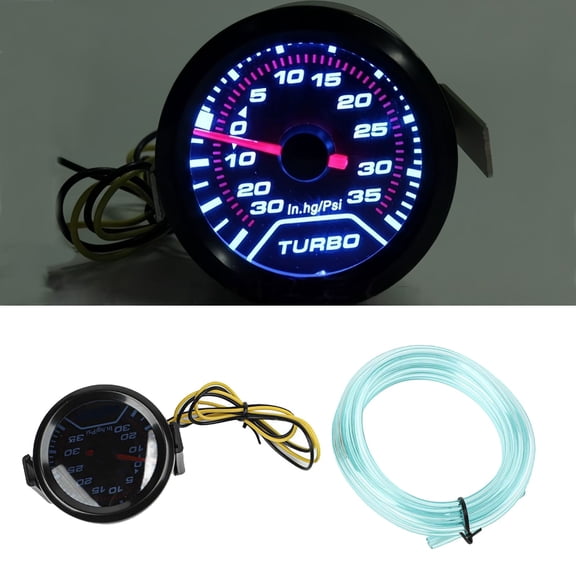 52MM Black ABS Turbo Boost Gauge With Blue Light 12V LED-Universal Car Modification High Precision Pressure Monitoring Auto Part