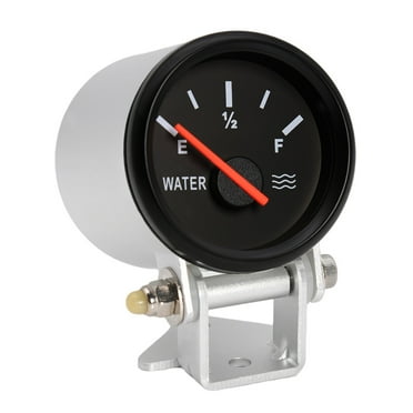 52MM Fuel Level Gauge 0-190 Ohm Oil Tank Level Indicator Meter With Silver Gauge Holder Red Backlight Water Level Meter 9-32V ,Easy to Install