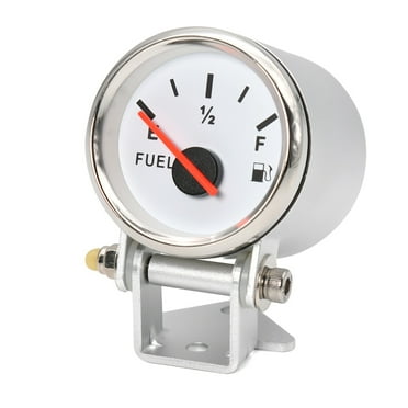 52MM Fuel Level Gauge 0-190 Ohm Oil Tank Level Indicator Meter With Silver Gauge Holder Red Backlight Water Level Meter 9-32V ,Easy to Install