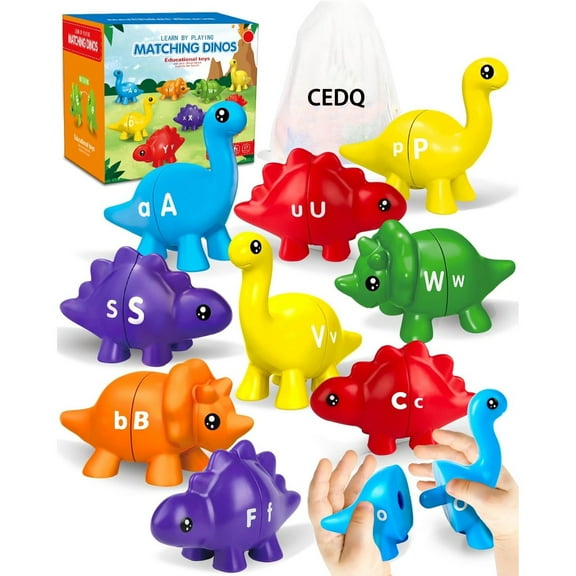 52PCS Baby Learning Toy for 2-5,Matching Letters Dinosaur Toy,Montessori ABC Matching Letters Dino Toys Gifts for Toddlers,Educational Fine Motor Preschool Learning Toys for 2 3 4 Year Old Boys Girls