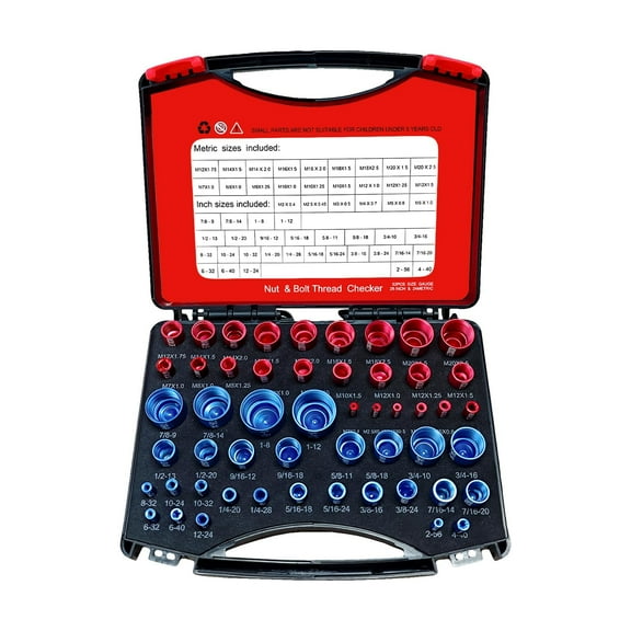 52PCS Nut Bolt Thread Checker Kit Thread Checker Standard Metric Suitable for Size Checker of Bolts Nuts in Narrow Areas