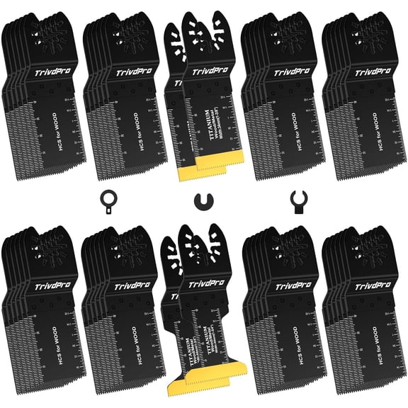 52PCS Oscillating Saw Blades, Professional Universal Titanium Multitool Blades for Wood Plastics Metal, Quick Release Multi Tool Blades Kits Fit Dewalt Ryobi Milwaukee Rockwell Fein