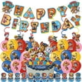 thumbnail image 1 of 52PCS For Paw Theme For Patrol Birthday Party Decorations,With 1 Happy Birthday Banner Garland,20 Balloons,25 Cupcake Toppersd,6 Hanging Swirls for Party Supplies, 1 of 4