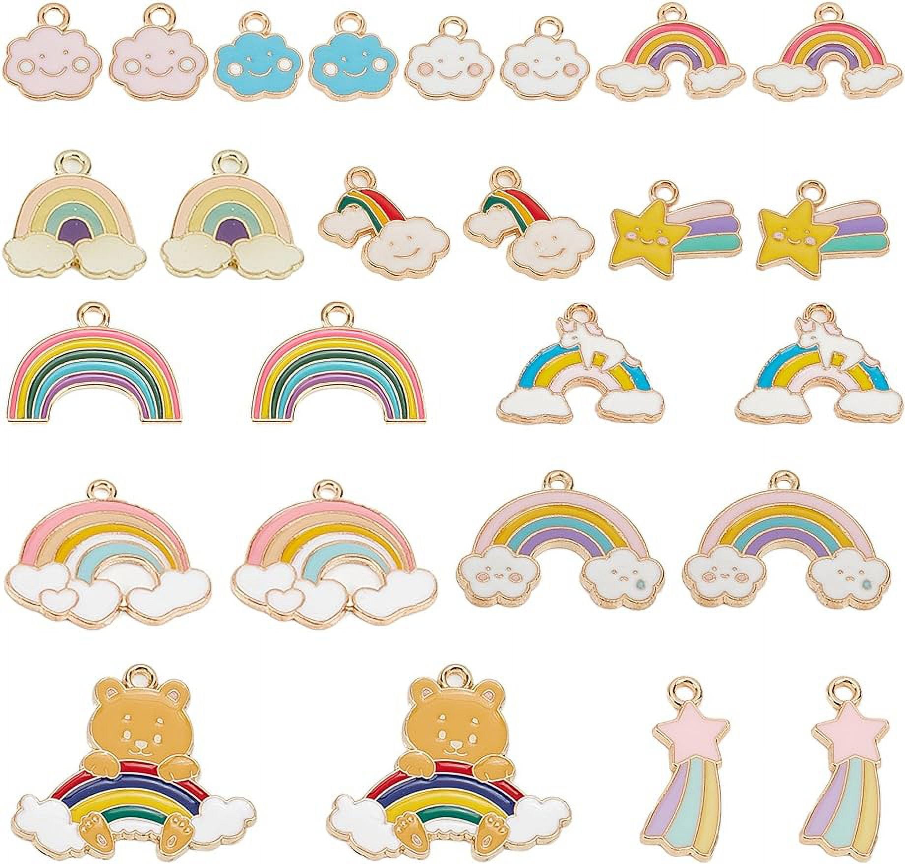 52Pcs 13 Style Rainbows Charms Rainbow Cloud Charm Bulk Colorful Weather Theme Enamel Rainbows Stars Unicorn Bear Charm for Jewelry Making Charms Bracelet Necklace Earring DIY Crafts Walmart