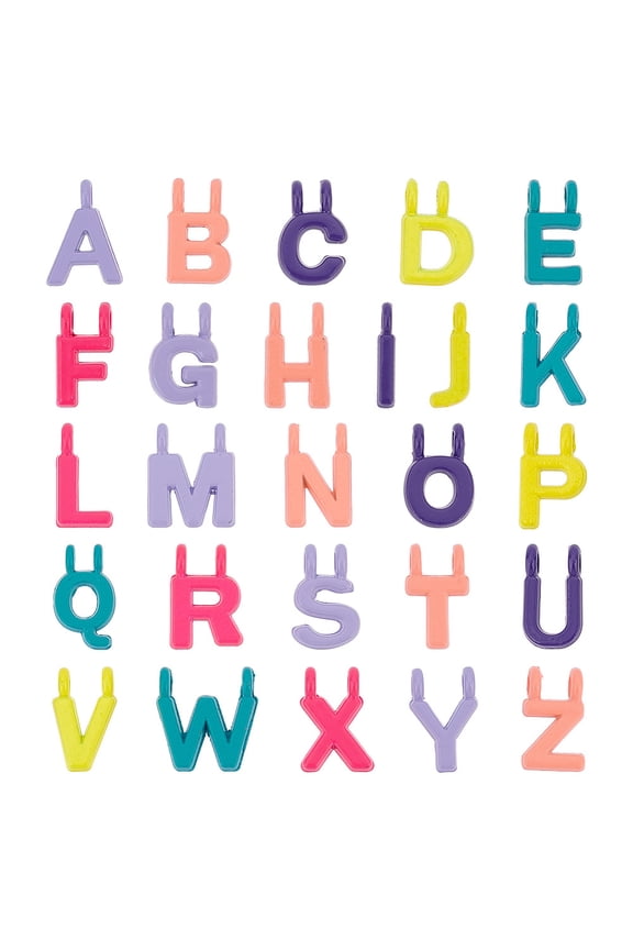 52Pcs 26 Style Rack Plating Spray Painted Alloy 1-Loop/2-Loop Link Pendants Letter Charms Lead Free Nickel Free Cadmium Free Letter A~Z for DIY