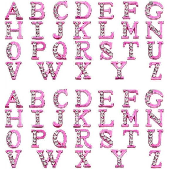 52Pcs 26 Styles Pink Letters Nail Studs Rhinetone Letters 26-Letters Charms with Rhinestone A~Z Letter Rhinestone Resin Fillers for DIY Nail Arts Decoration Resin Jewelry Making
