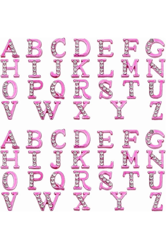 52Pcs 26 Styles Pink Letters Nail Studs Rhinetone Letters 26-Letters Charms with Rhinestone A~Z Letter Rhinestone Resin Fillers for DIY Nail Arts Decoration Resin Jewelry Making