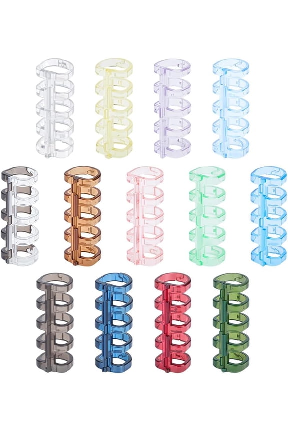 52Pcs 5 Ring Plastic Loose Leaf Binder Rings Multicolored Book Strips Binding Spines Snap Split Binding Combs