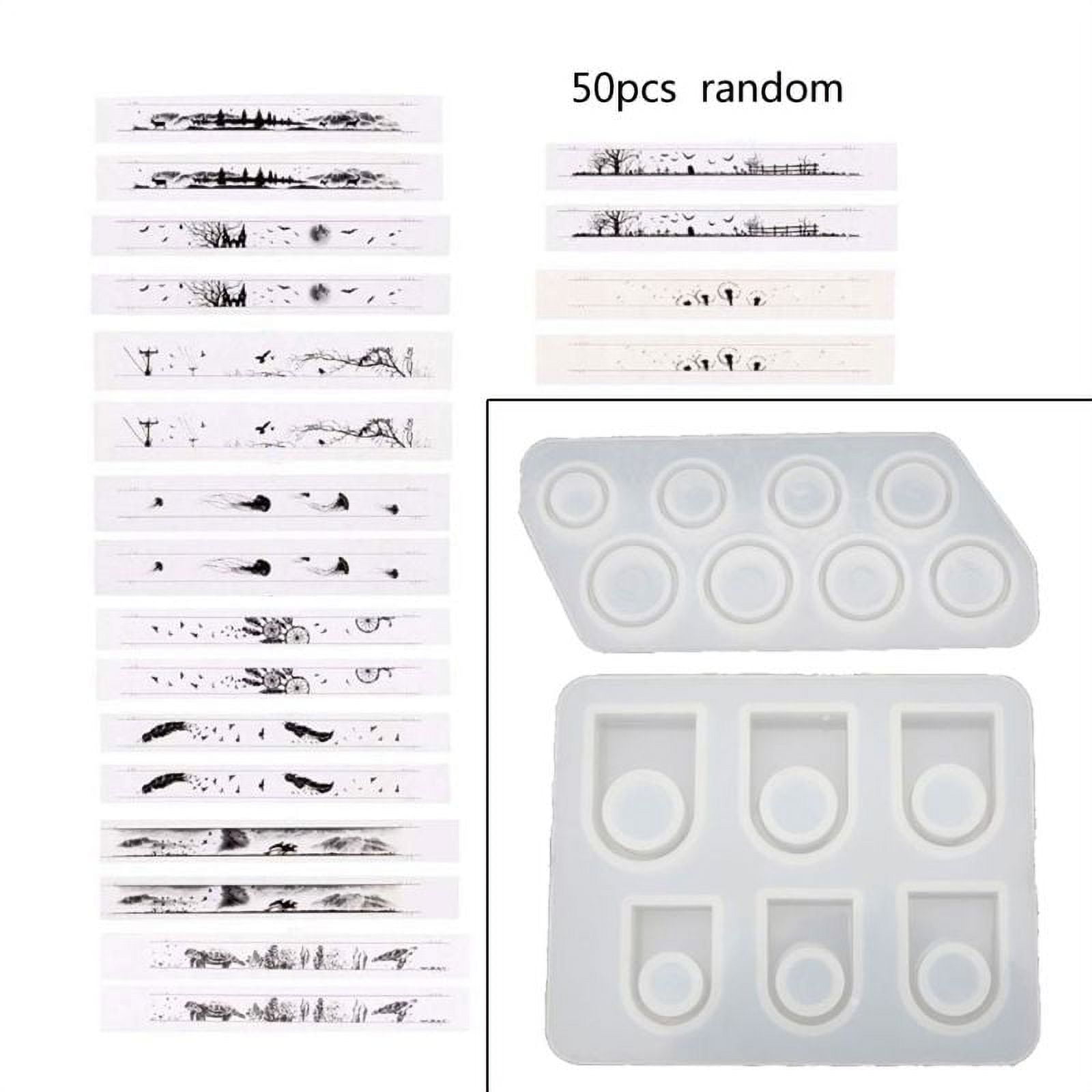 52Pcs Assorted Sizes Round Square Flat Ring Silicone Resin Mold Ring Band  Jewelry Making Tool US Size 5-12 with Fillings 