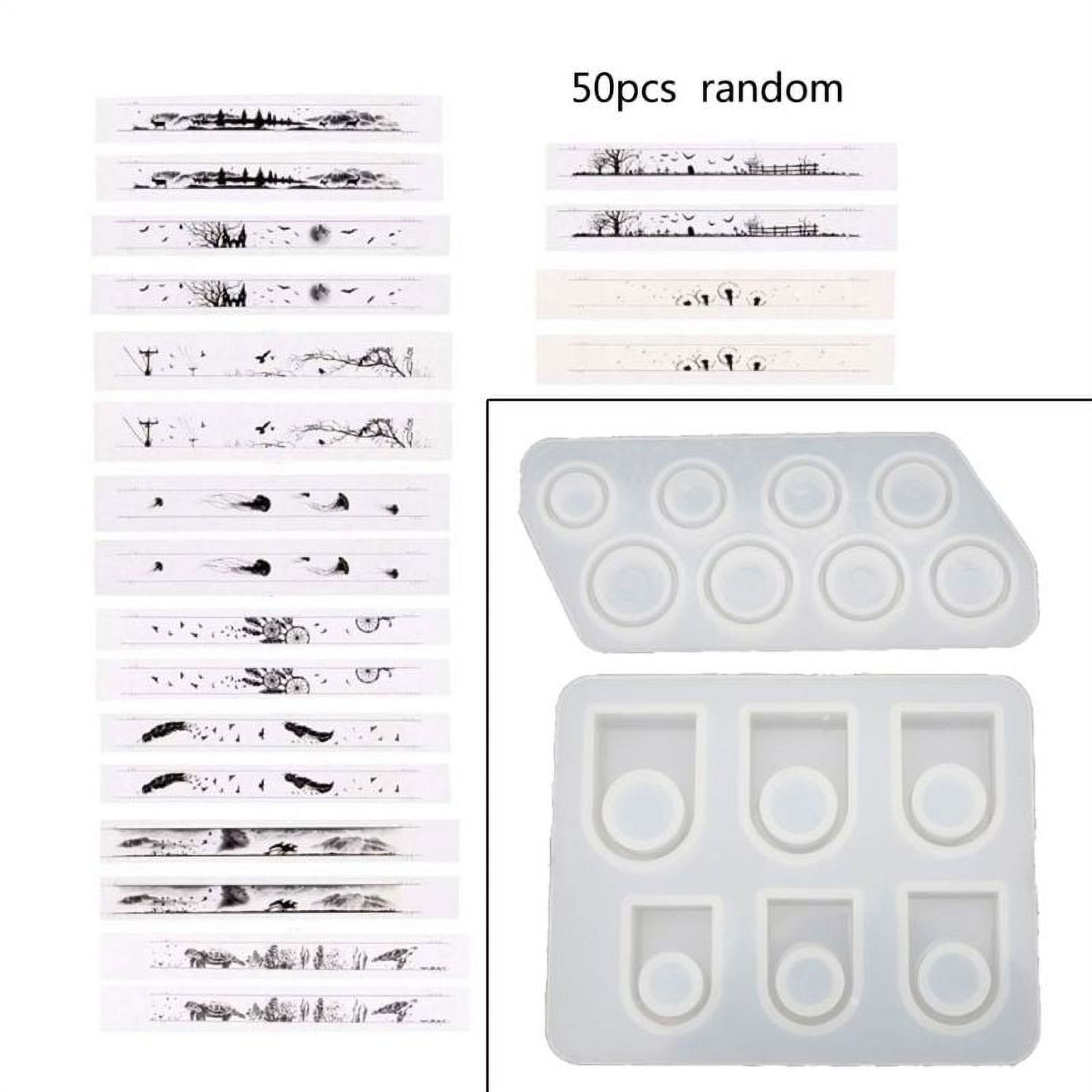 52Pcs Assorted Sizes Round Square Flat Ring Silicone Resin Mold