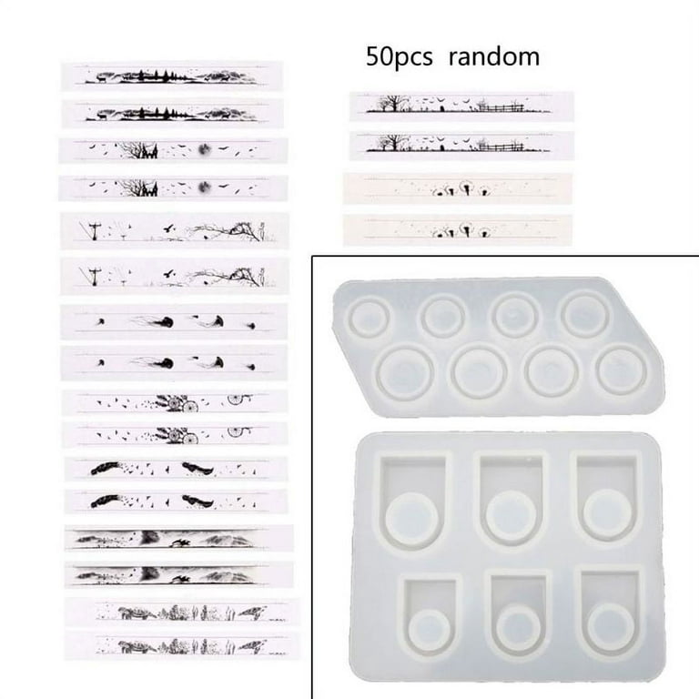 52Pcs Assorted Sizes Round Square Flat Ring Silicone Resin Mold