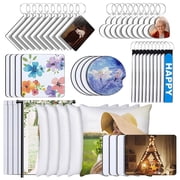 52Pcs Blank Sublimation Products Heat Transfer Keychain Blank Keychain Coasters