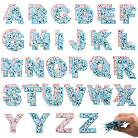52Pcs Cloth Letter Self Adhesive Patch Embroidery Letter Patch Sticker Customized Alphabet Embroidered Sticker for Bag DIY