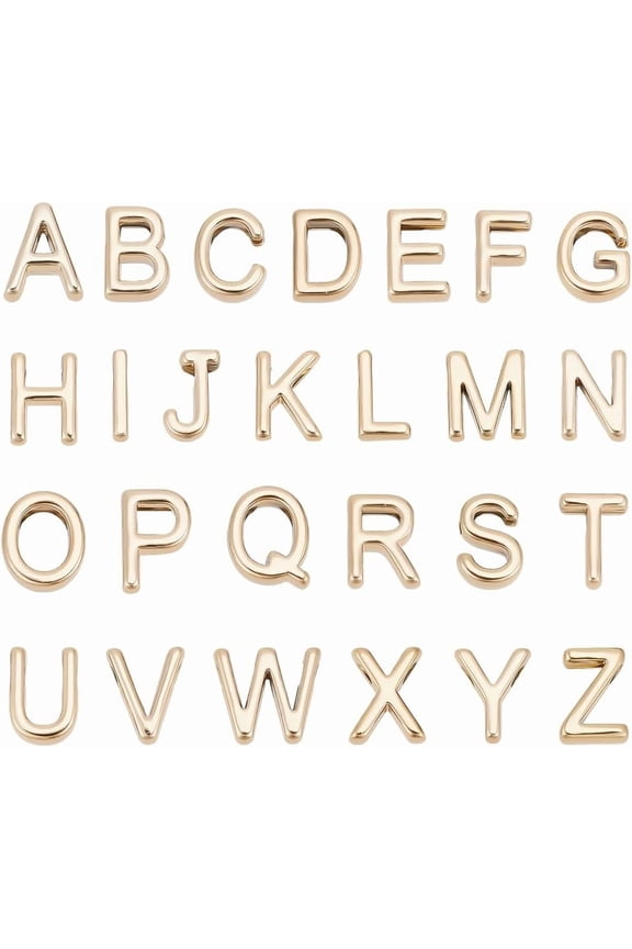 52Pcs Gold Letter Beads Alloy Alphabet ABC Charms Metal A-Z Alphabet Letter Charms Capital Alphabetic Pendants
