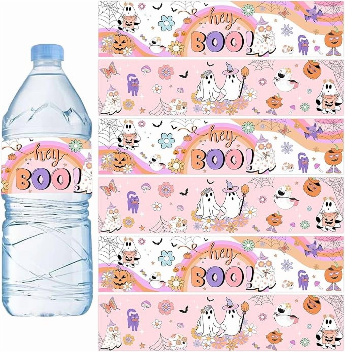 52Pcs Halloween Groovy Water Bottle Labels, Groovy Hey Boo Bottle Label ...