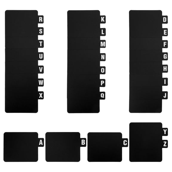 52Pcs PP Plastic Binder Dividers Index Page Tab for Planner & Notebook & Loose Leaf Binders Rectangle with Letter A~Z Pattern Black 121x172x0.5mm