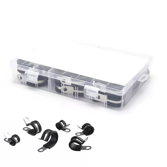 52Pcs Rubber Cable Clamps Kit Black Color for Wire and Rack Management Clamps