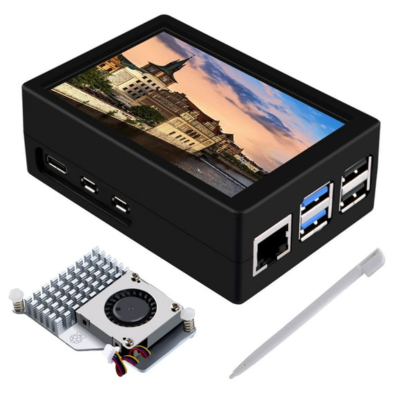 52Pi 3.5 inch HDMI Touch Screen with Case for Raspberry Pi 5, w/ Official Active Cooler for Pi 5