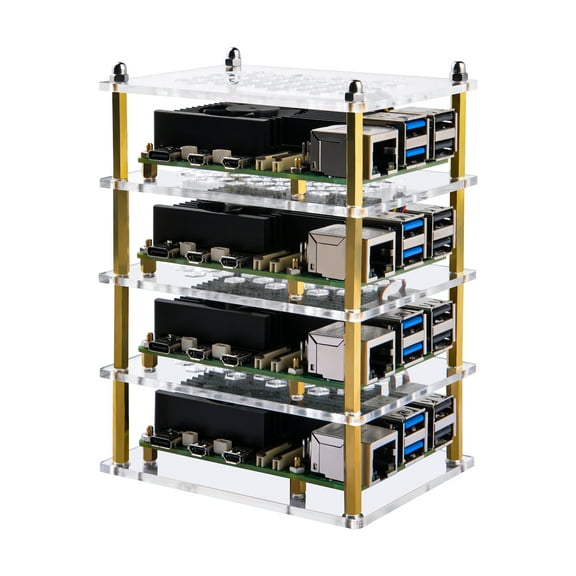 52Pi 4 Layers Cluster Case for Raspberry Pi 5, Pi 5 Stackable Case with 4PCS Armor Lite V5 Active Cooler for Raspberry Pi 5 8GB 4GB