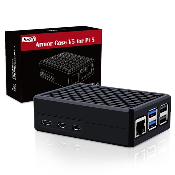 52Pi Aluminum Case for Raspberry Pi 5, Pi 5 Armor Case with Cooling Column and Thermal Pads for Raspberry Pi 5 4GB/8GB