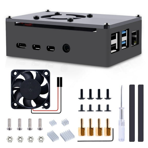 52Pi Case for Raspberry Pi 4, Pi 4 Aluminum Case with Fan, Pi 4 Aluminum Heatsink for Raspberry Pi 4 Model B